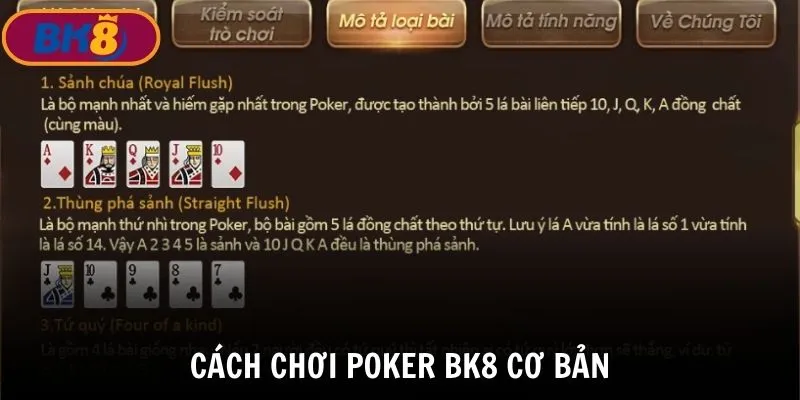 Nguyên tắc cơ bản trong cách chơi Poker BK8