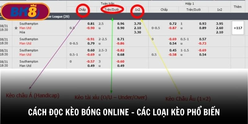 Cách đọc kèo bóng online - Các loại kèo phổ biến hiện nay