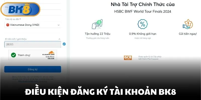 Điền thông tin đăng ký BK8 thủ công đầy đủ