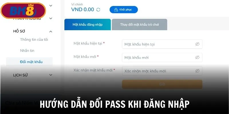 Đăng nhập BK8 đổi mật khẩu để đảm bảo an toàn