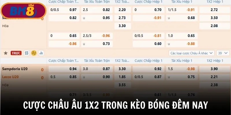 Cược châu Âu trong kèo bóng đêm nay