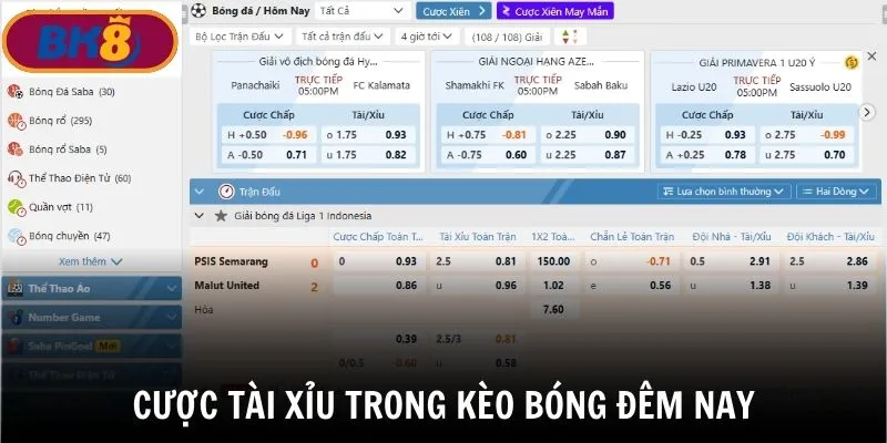 Cược tài xỉu trong kèo bóng đêm nay siêu kịch tính