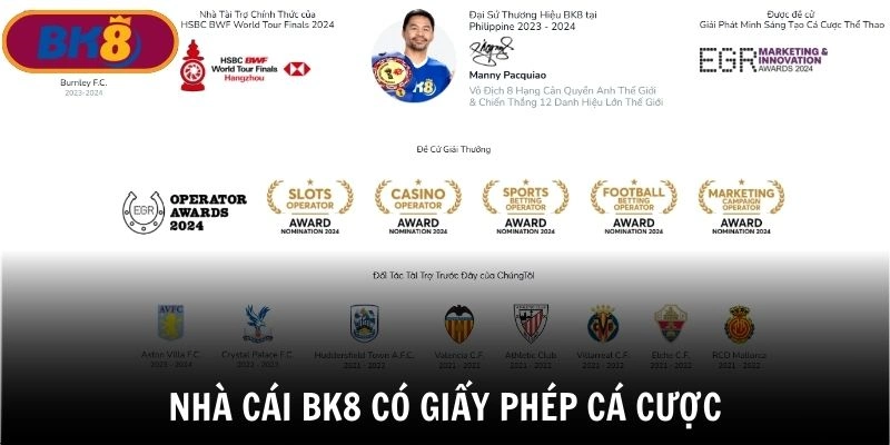 Nhà cái có giấy phép cá cược chơi nổ hũ jackpot BK8 an toàn