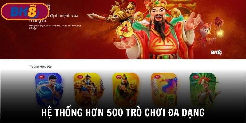 Kho trò chơi nổ hũ jackpot BK8 với hơn 500 tựa game